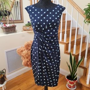 Navy Blue Dress w/ Light Blue Polka Dots